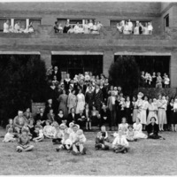 Berachah Home (Arlington, Tex.):  Group Standing in Front of House (Hammil Hall), 1931