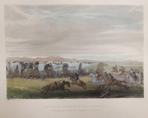 Wagon Train Attacked by Indians