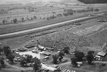 Aerial showing attendees of the Texas International Pop Festival