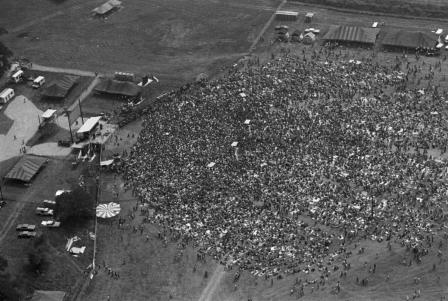 Aerial showing attendees of the Texas International Pop Festival