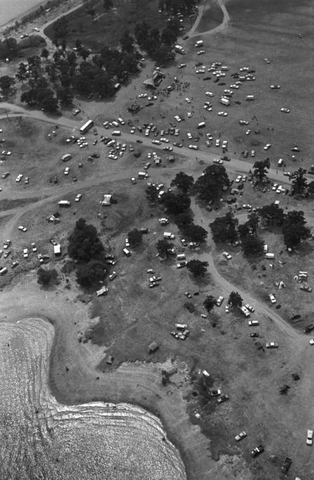 Aerial of campground sites for the Texas International Pop Festival