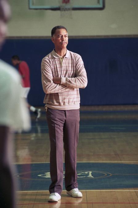 Dunbar High School basketball coach Robert Hughes during a practice