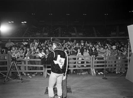 Wrestling at Will Rogers Coliseum; David Von Erich with with KTVT reporter