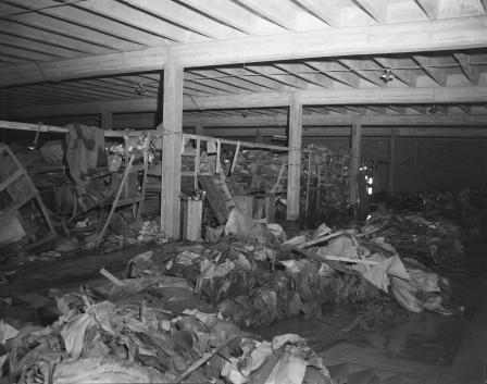 Flood damage to the interior of the Stationers Distributing Company
