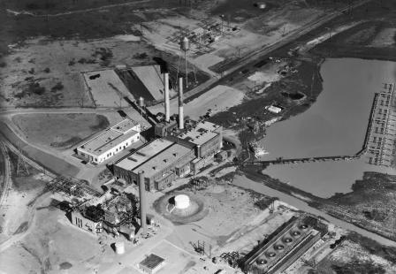 Aerial view of a meat packing plant