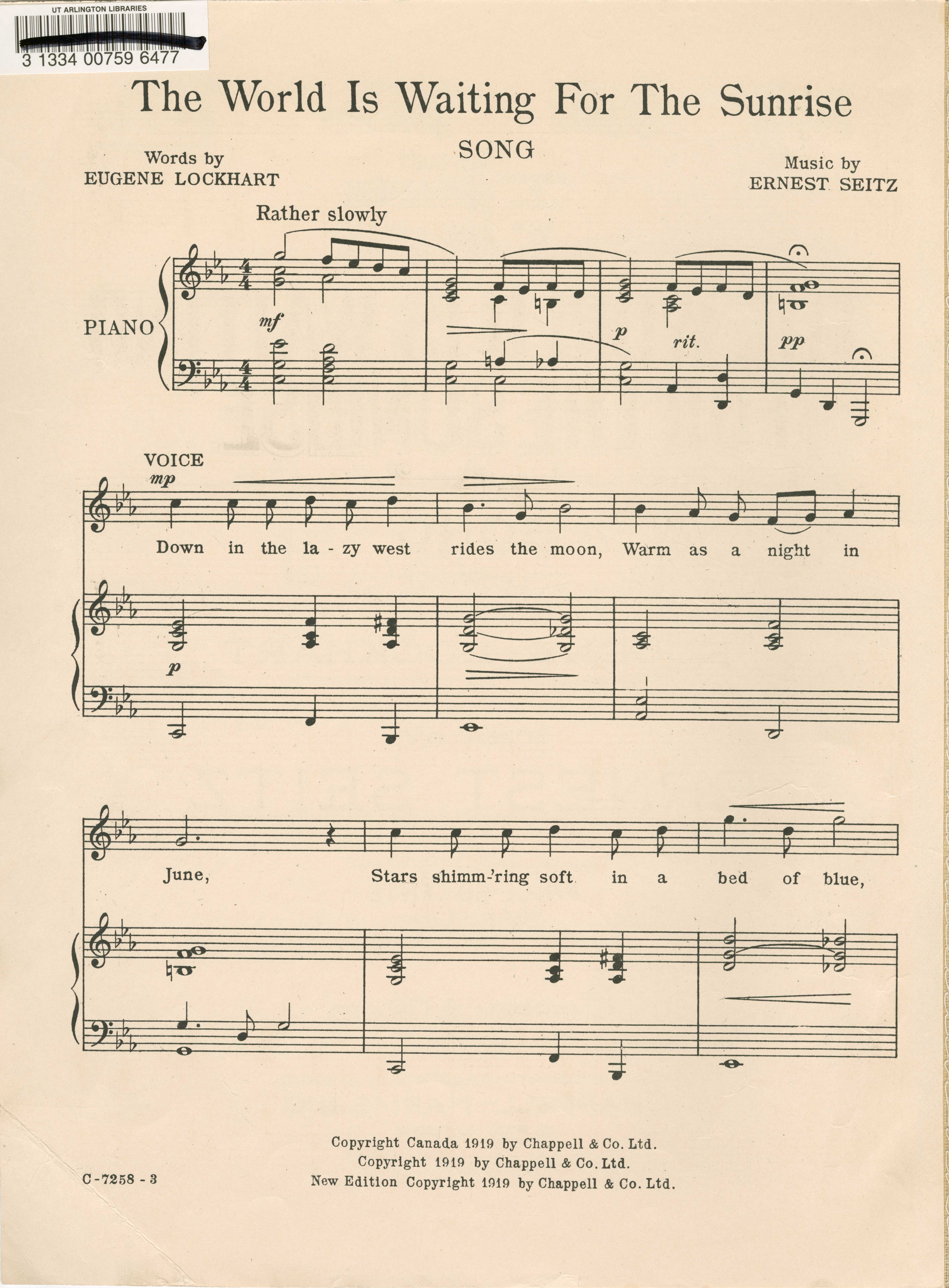 The World is Waiting for the Sunrise Â· Sheet Music