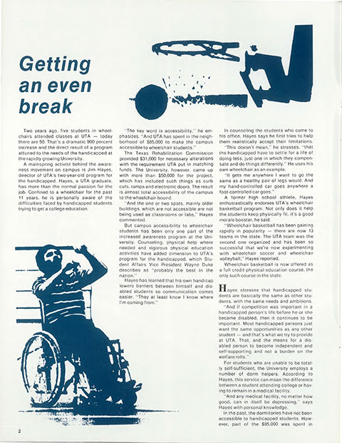 UTA Magazine article "Getting a Break"