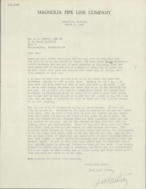 letter from Jim Austin to J. C. Sewell