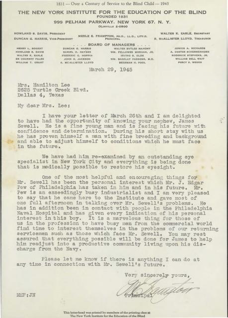 Letter from Merle E. Frampton to Mrs. Hamilton Lee