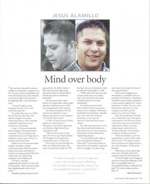 UTA Magazine article on Jesus Alamillo