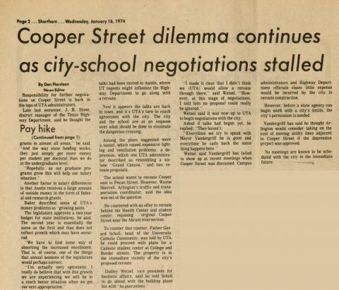 The Shorthorn: Cooper Street dilemma continues as city-school negotiations stalled