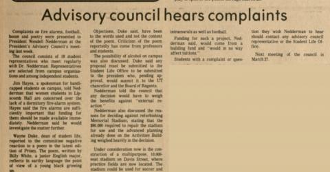 The Shorthorn: Advisory council hears complaints 