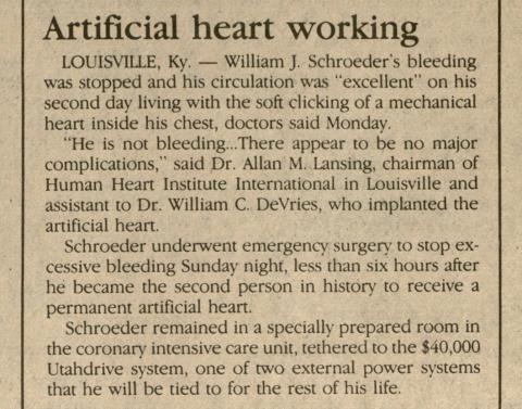 The Shorthorn: Artificial heart working
