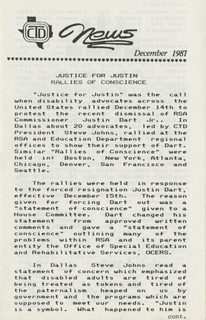 Coalition of Texans with Disabilities news, December 1987 
