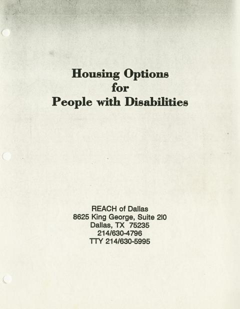 Report and directory of housing options in Dallas for people with disabilities