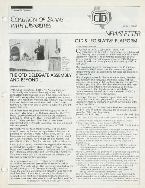 Newsletter Winter 1984-1985