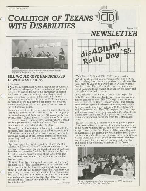 Newsletter Spring 1985