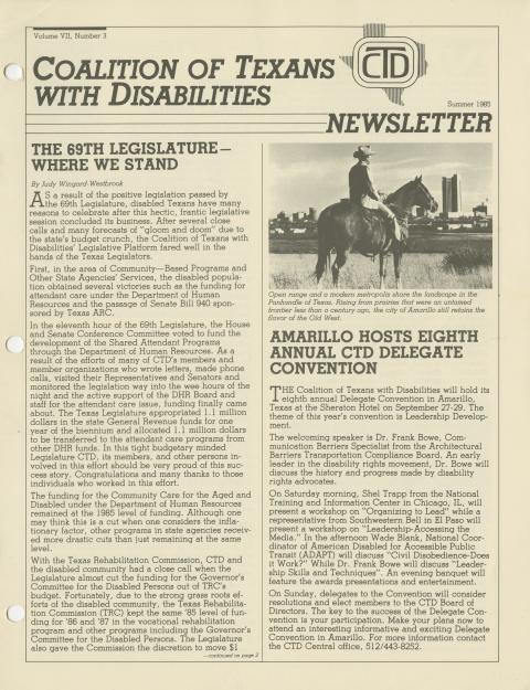 Newsletter Summer 1985