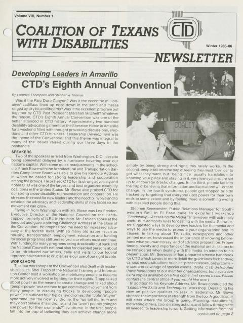 Newsletter Winter 1985-86