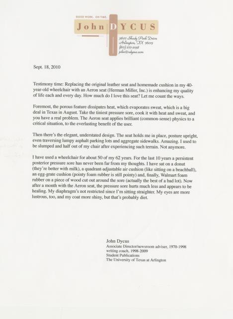 John Dycus testimonial letter