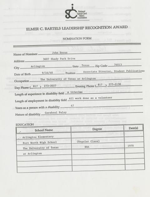 Leadership Recognition Award nomination form