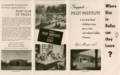 Dallas Pilot Institute for the Deaf brochure with historical and service information