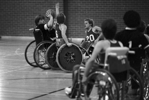a wheelchair basketball game