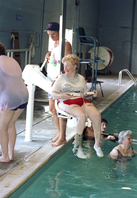 Multiple sclerosis swim class at Hugh Smith Recreation Center