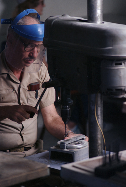 Willie Horton of Azle operates a drill press