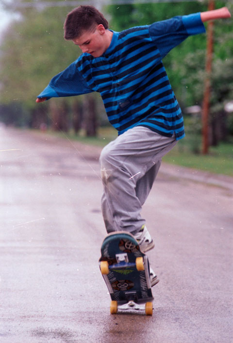 Shane Wood enjoys riding his skate board