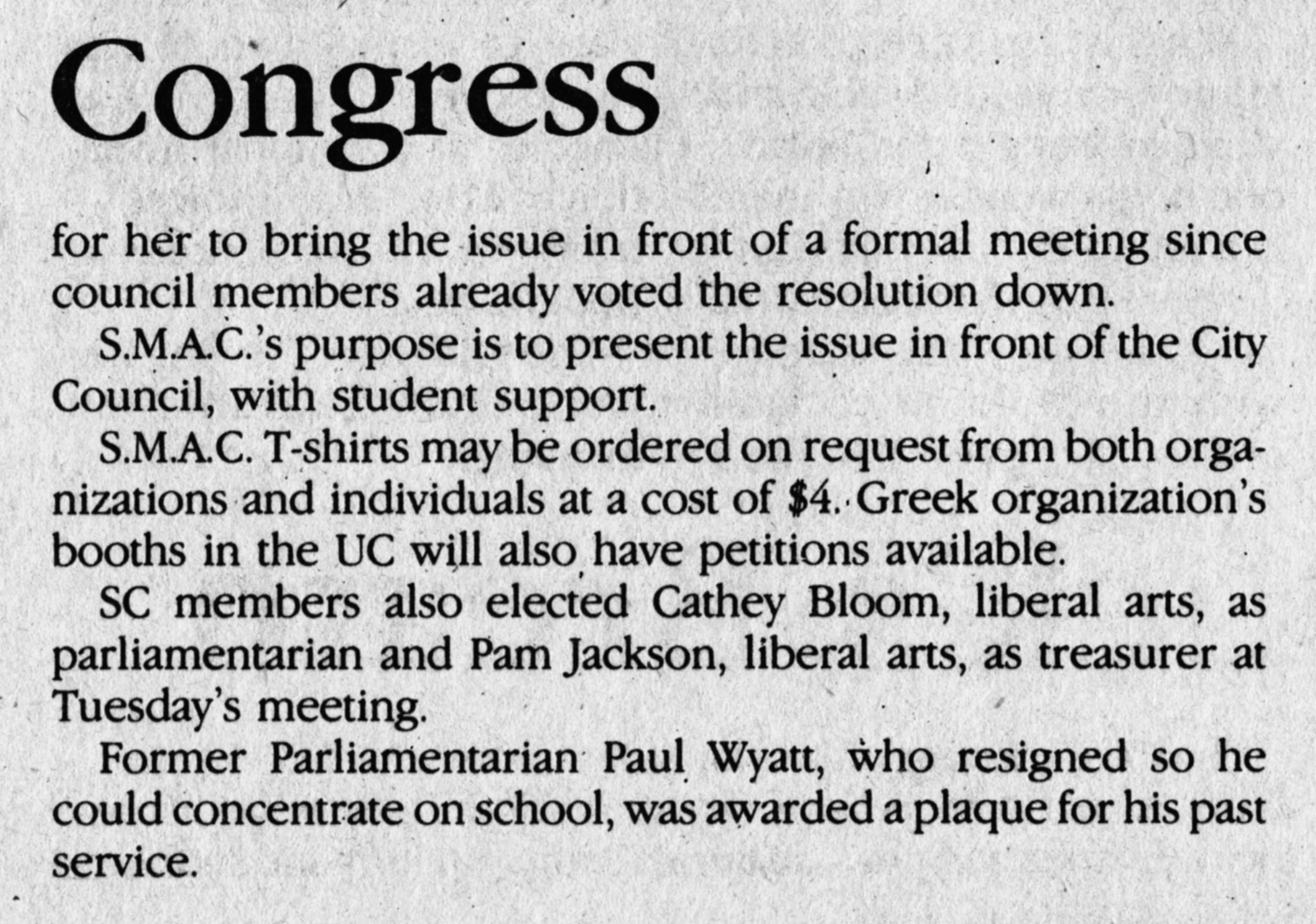 Continuation of article from UTA newspaper Shorthorn; Cooper petitions