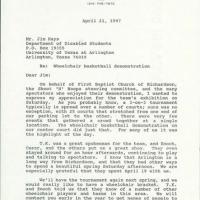 Letter from T. Ray Guy of the First Baptist Church of Richardson, Texas to Jim Hayes