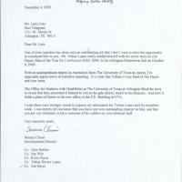 Letter from Bonnie Chism, Development Director with Helping Restore Ability, to Larry Lutz