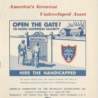 Pamphlet reporting on the state of the physically handicapped in the United States