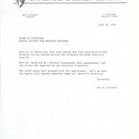 Letter to the Dallas Society for Crippled Children Board of Directors