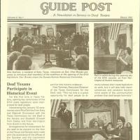 Articles in Guide Post:  A Newsletter in Service to Deaf Texans (Volume 2, No. 1), dated March 1981
