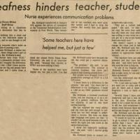 The Shorthorn: Deafness hinders teacher,student