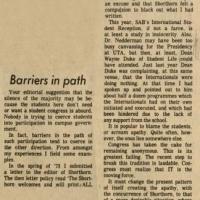 The Shorthorn: Barriers in path