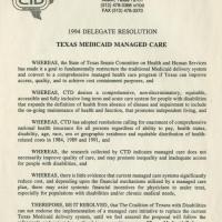 [Coalition of Texans with Disabilities Delegate Resolutions and Medicaid Reform] 