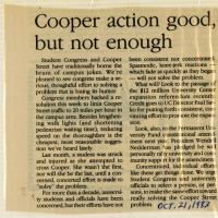 Cooper action good,but not enough, Shorthorn article about ongoing problems with Cooper Street, 1983-10-21