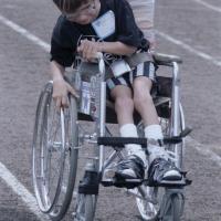 Wheelchair race competitor at the regional Special Olympics games