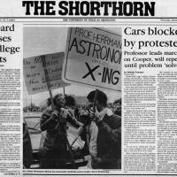 Article and headline from University of Texas at Arlington newspaper, The Shorthorn