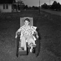 Harold Craig in a wheelchair