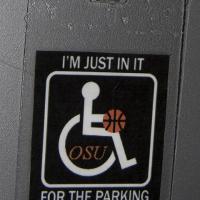 Lanyard and Tag that reads:  "I'm Just In It for the Parking OSU".