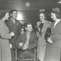 Photograph of Mr. and Mrs. Ted Shrum, Mr. and Mrs. Warren C. Cowen with unknown military woman