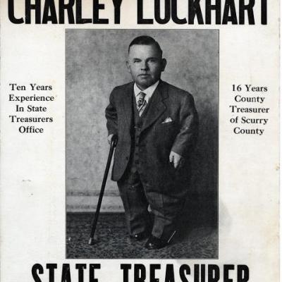 Campaign poster for Charley Lockhart for Texas State Treasurer