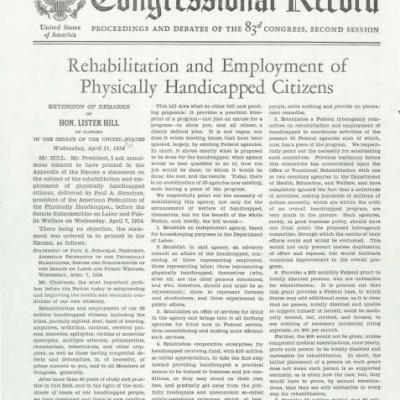 A statement on the subject of the rehabilitation and employment of physically handicapped citizens delivered by Paul A. Strachan