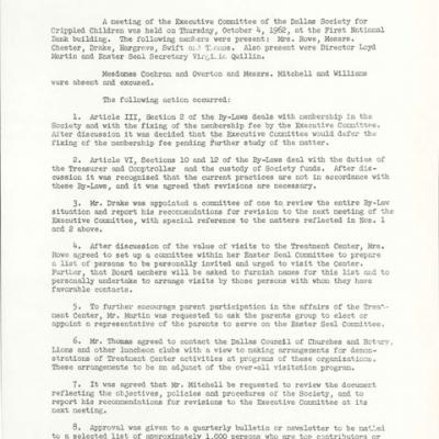 first page of minutes of the Executive Committee meeting