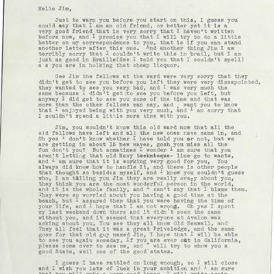 Letter from Jim Cate to James Sewell