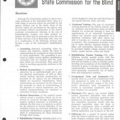 first page of State Commission for the Blind brochure